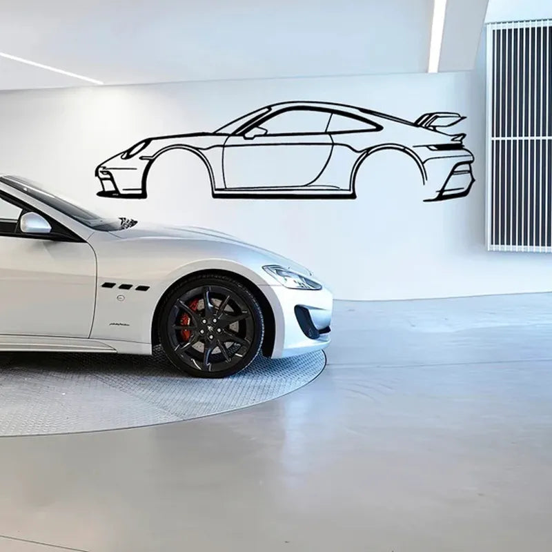 FastLane™ | Sportwagen (Porsche 911 GT3 RS) Silhouette Wandaufkleber