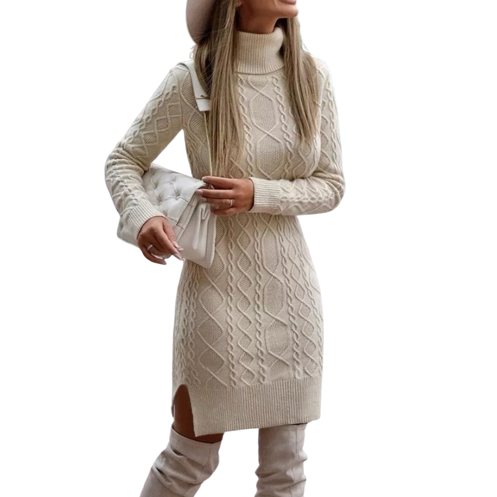 Claudia™ Kleid - Gestricktes Winterkleid Mit Rollkragen